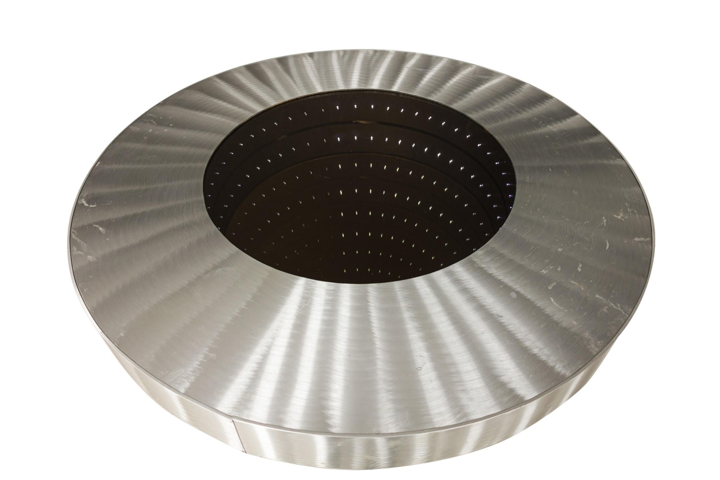 Tavolo Infinity AM Contemporary in acciaio inox e vetro nero in vendita 1