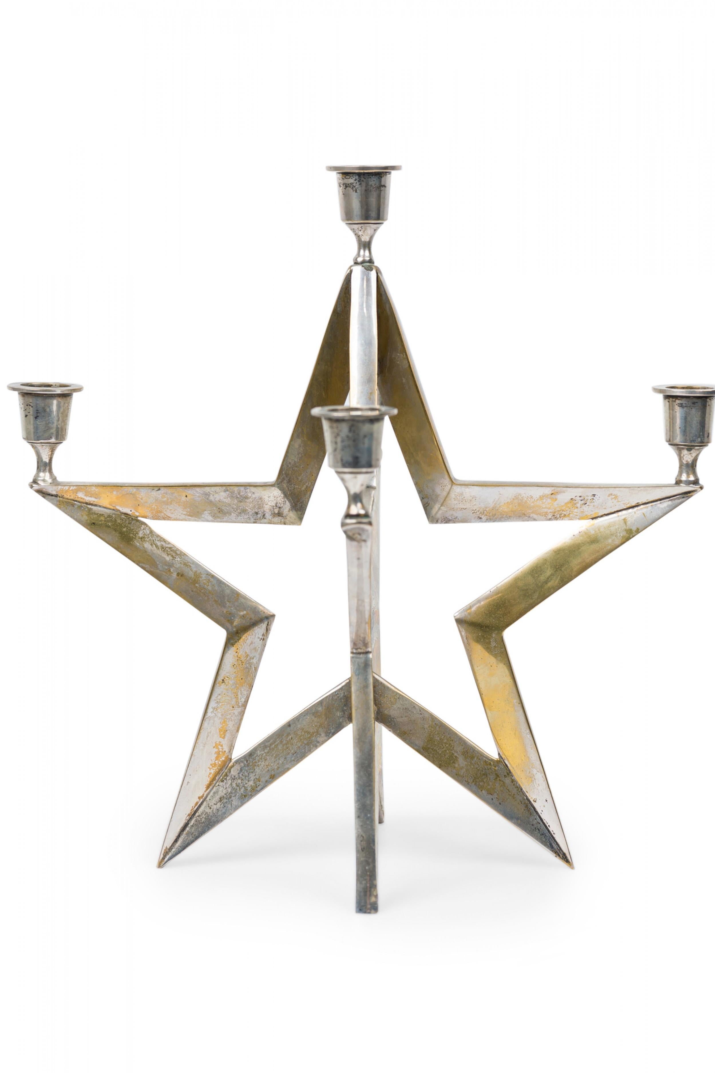 Contemporary American Star Form Metal Candle Stick In Good Condition For Sale In New York, NY