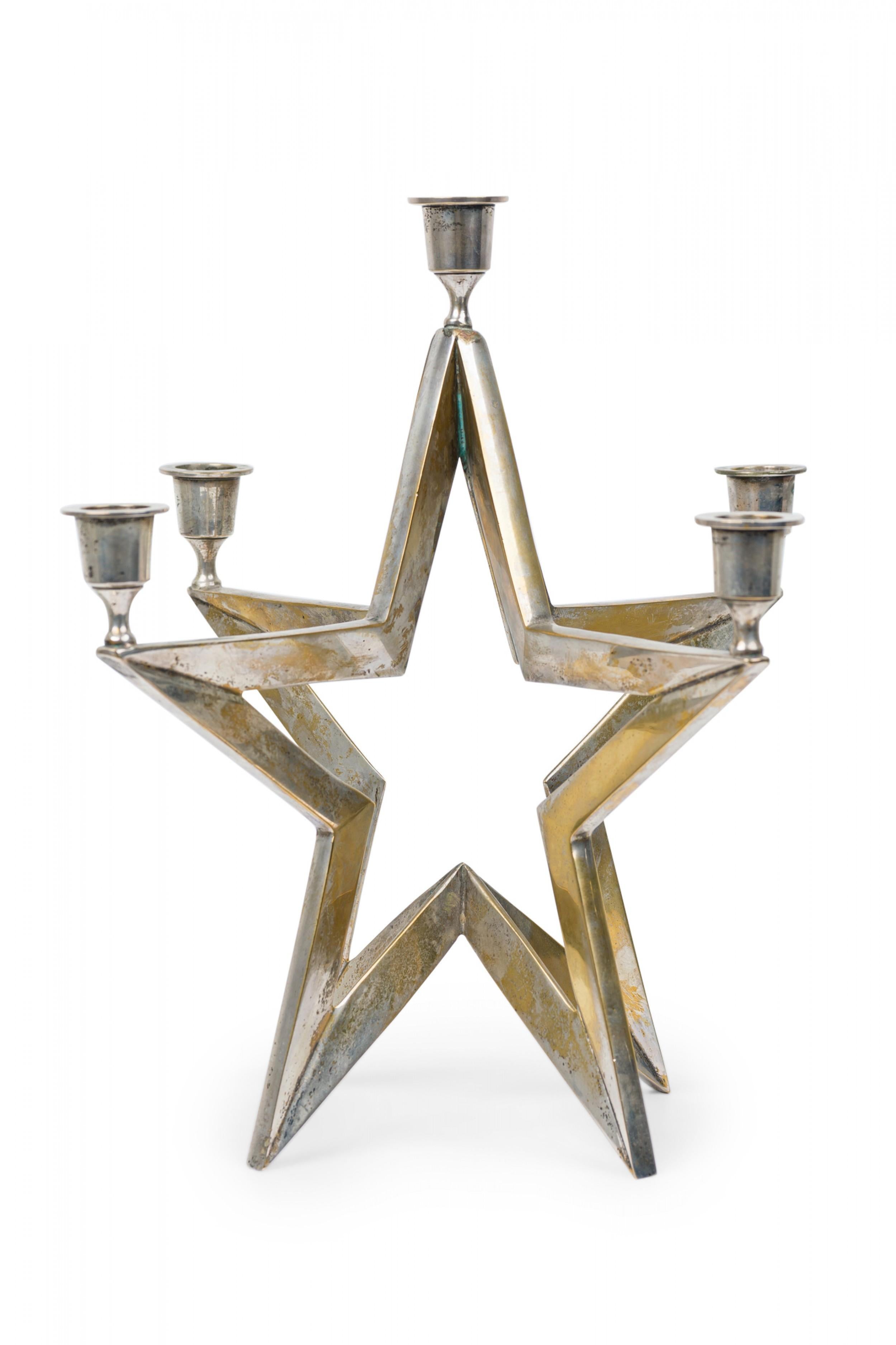 Contemporary American Star Form Metal Candle Stick For Sale 1
