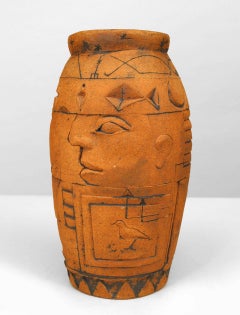American Post-War Bentley Egyptian Style Terra-Cotta Vase