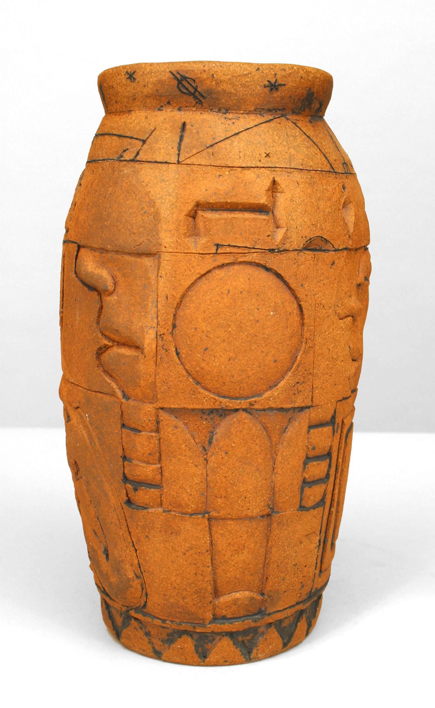 Contemporary American Post-War Bentley Egyptian Style Terra-Cotta Vase For Sale