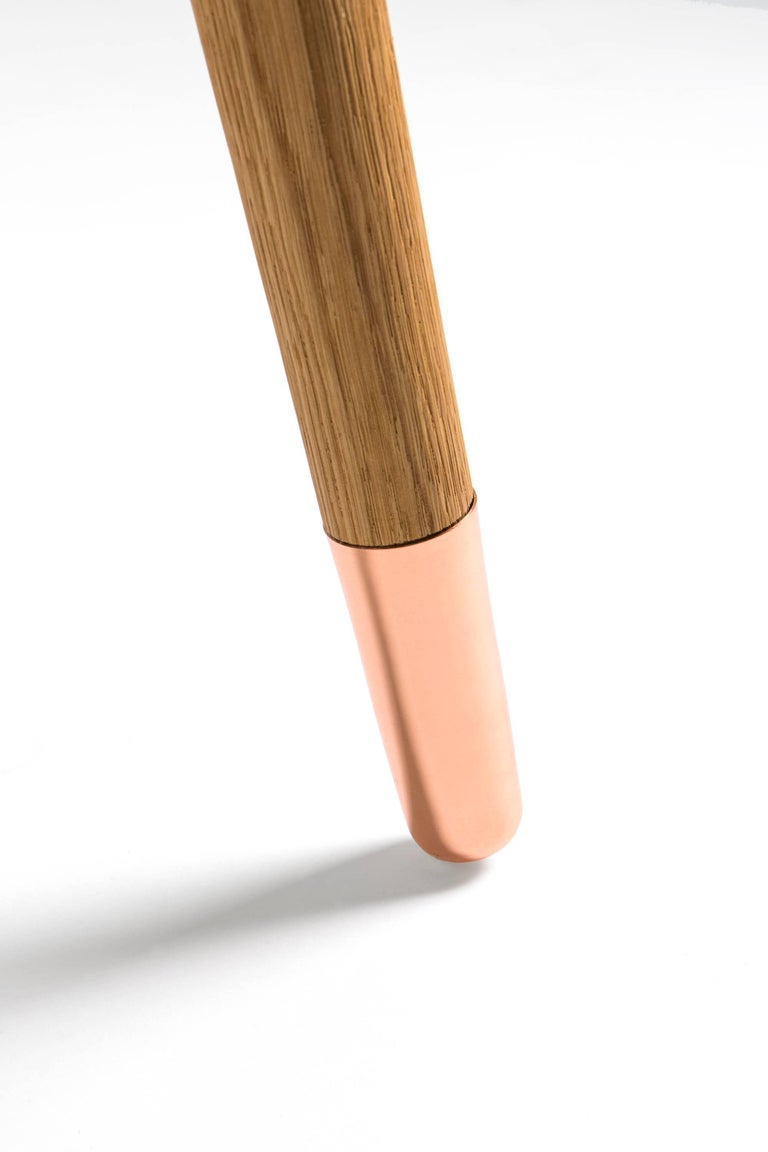 Contemporary American White Oak Yellow Mistral Bar Stool with Copper