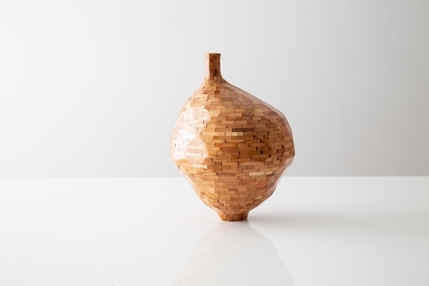 Modern Short STACKED Faceted Organic Cherry Vase, by Richard Haining, Available now