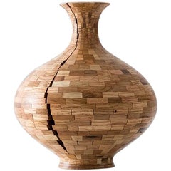 STACKED "Cracked" Short Oak Vase by Richard Haining, Available Now