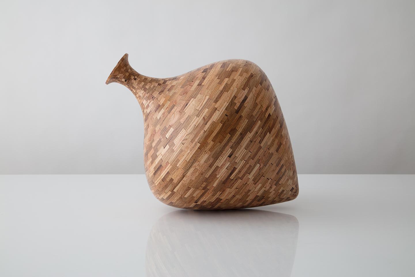 Modern STACKED Oak Vase, by Richard Haining, Wooden Spinning Top, Available Now
