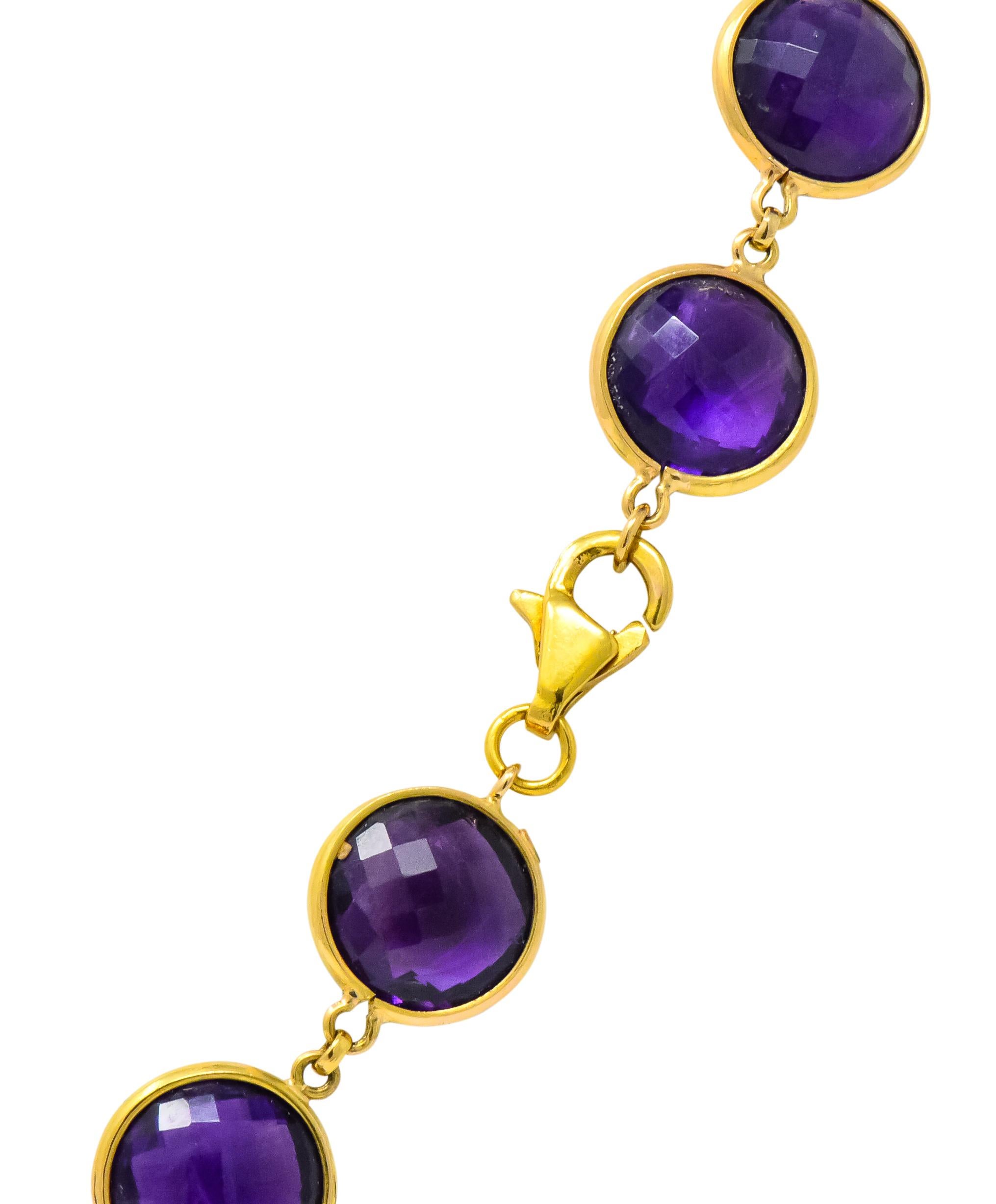 Contemporary Amethyst 18 Karat Yellow Gold Long Necklace In Excellent Condition In Philadelphia, PA
