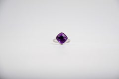 Contemporary Amethyst 925 Sterling Silver Cocktail Ring