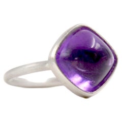 Contemporary Amethyst 925 Sterling Silver Cocktail Ring