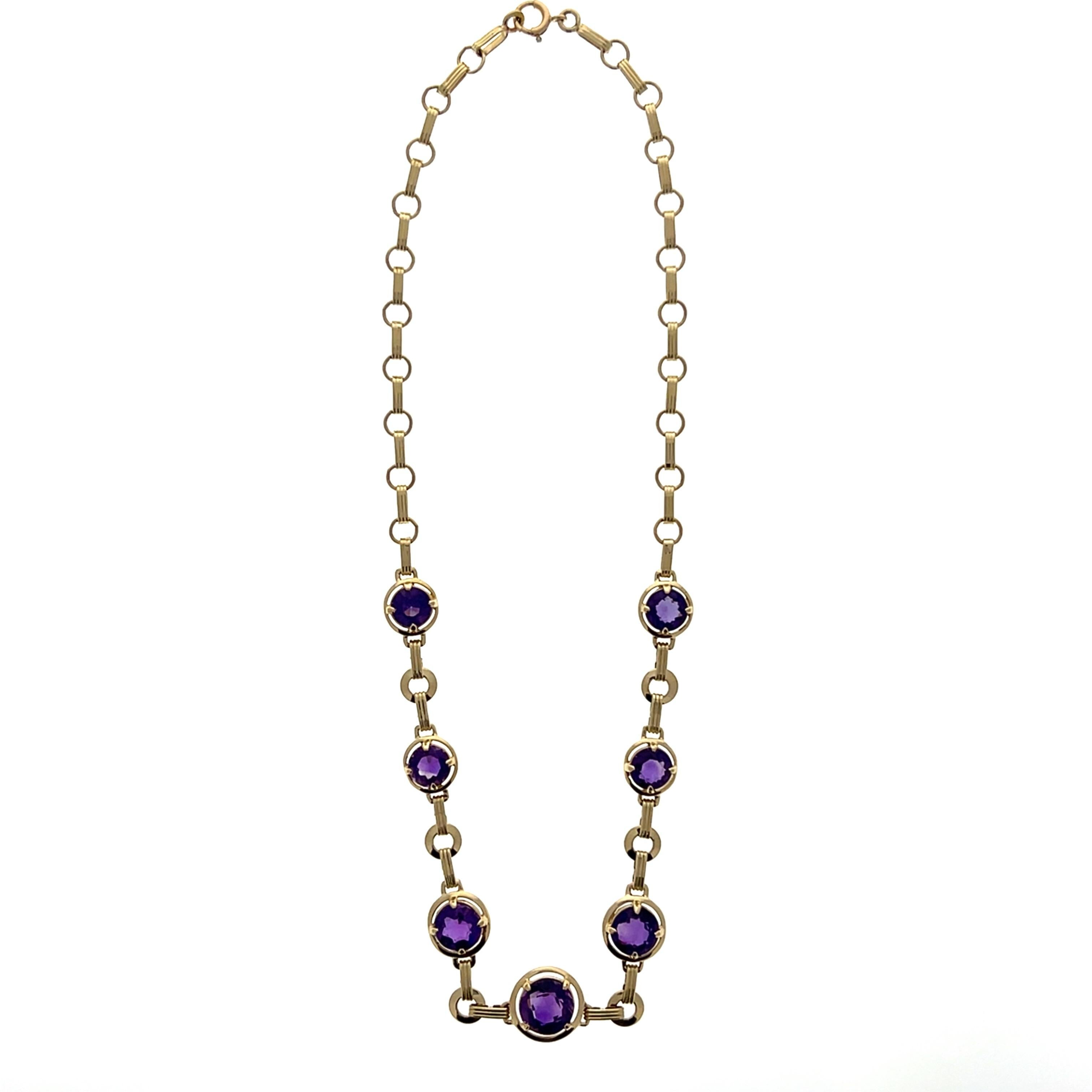Contemporary Amethyst und 14K Gelbgold Link Halskette im Angebot 5