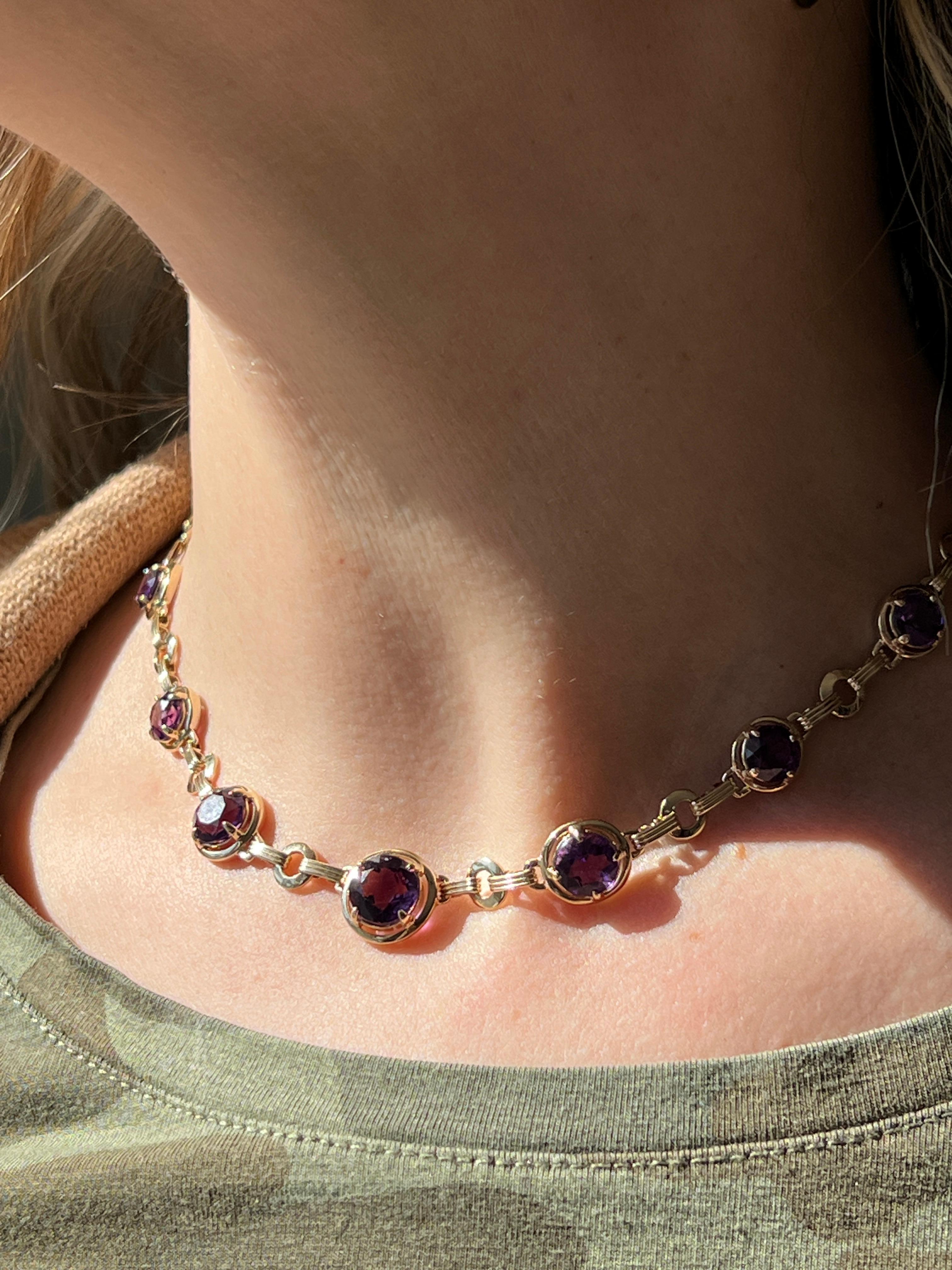 Contemporary Amethyst und 14K Gelbgold Link Halskette (Zeitgenössisch) im Angebot