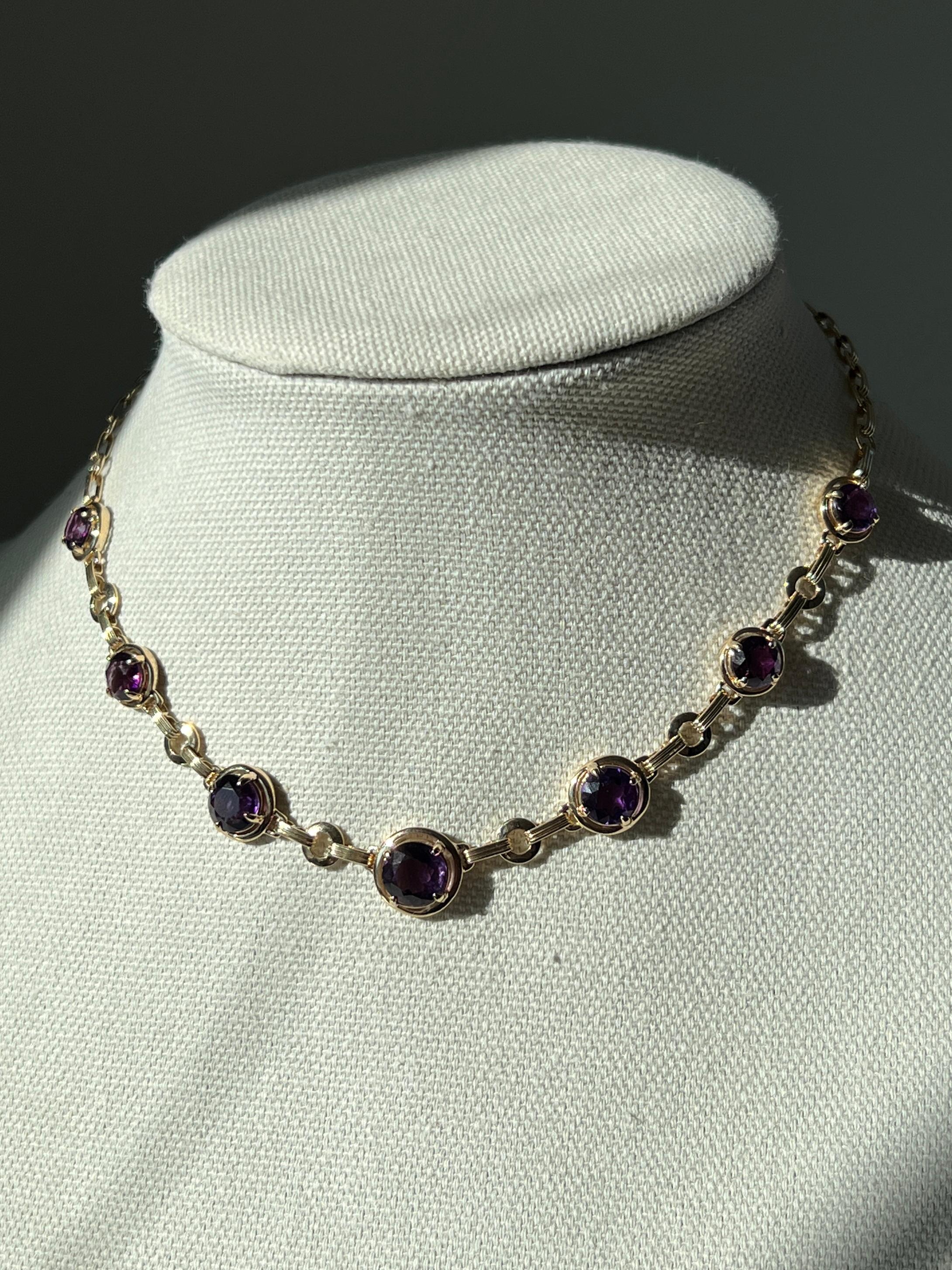 Contemporary Amethyst und 14K Gelbgold Link Halskette im Angebot 2