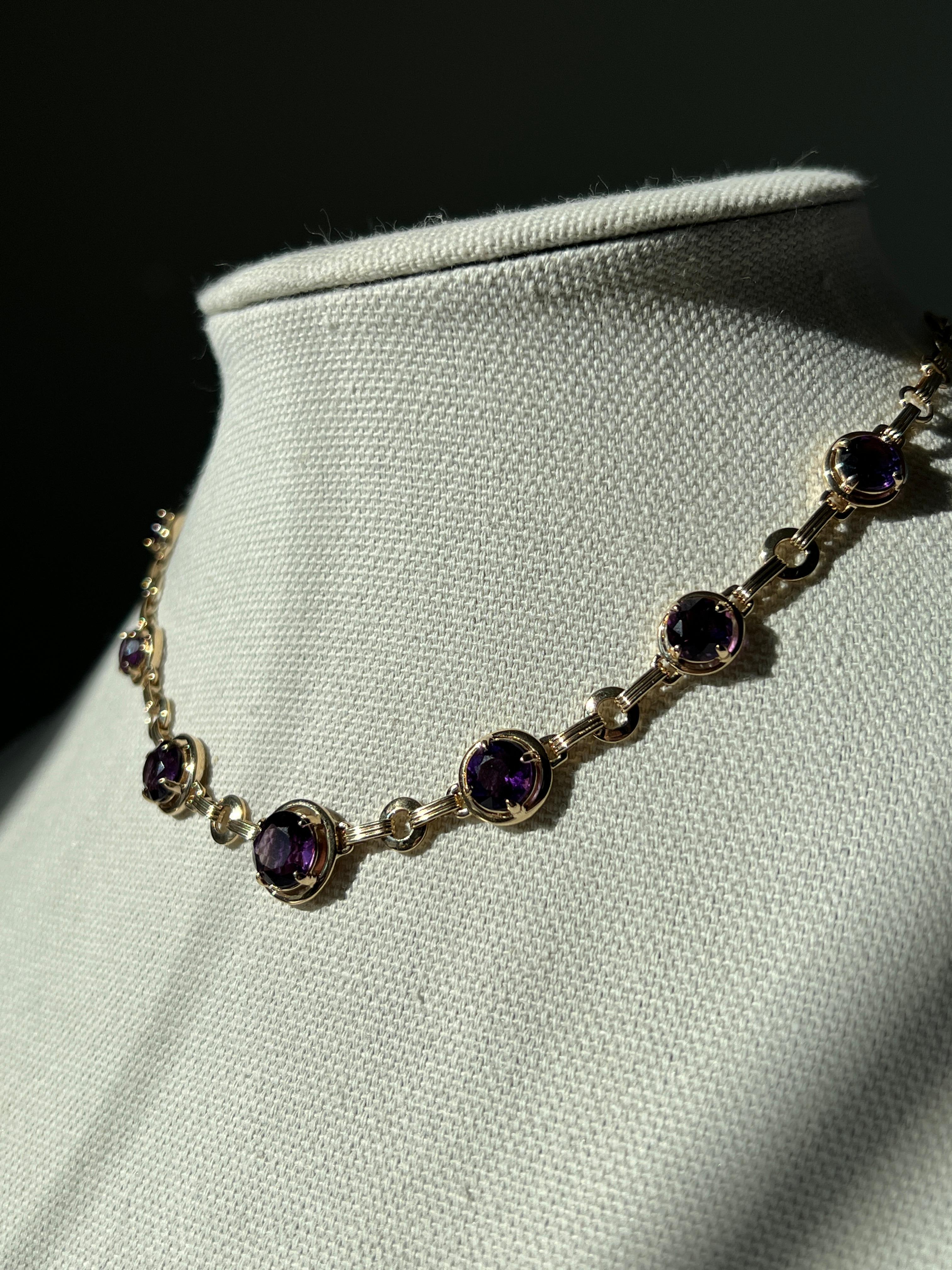 Contemporary Amethyst und 14K Gelbgold Link Halskette im Angebot 3