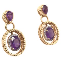 Contemporary Amethyst and Diamond Drop Earrings