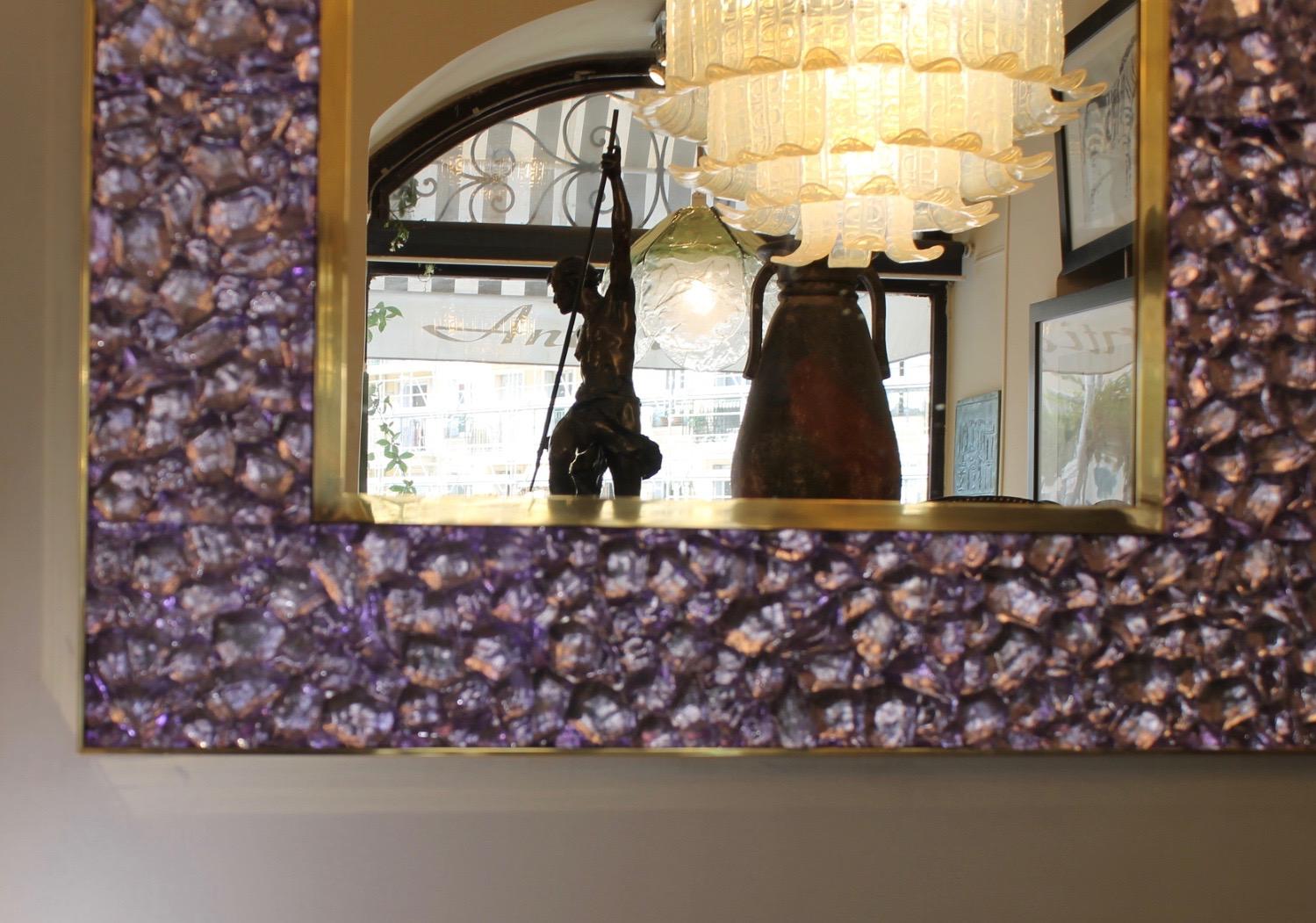 Contemporary Amethyst, Murano Glass Mirror, in Stock. 6