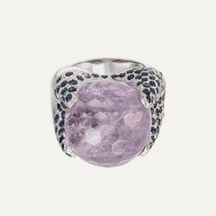 Contemporary Amethyst Sapphires White Gold Cocktail Ring