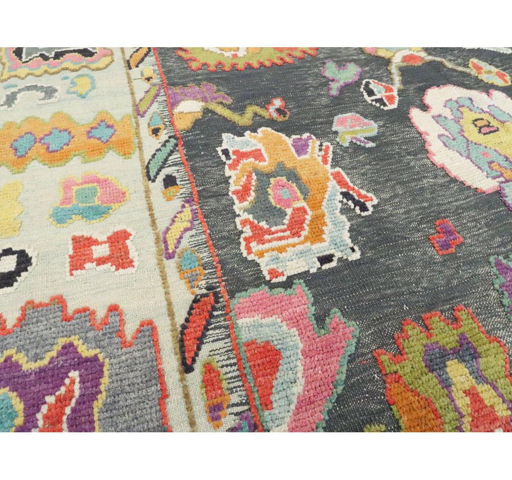 Wool Contemporary and Colorful Handmade Turkish Souf Oushak Large Room Size Carpet For Sale