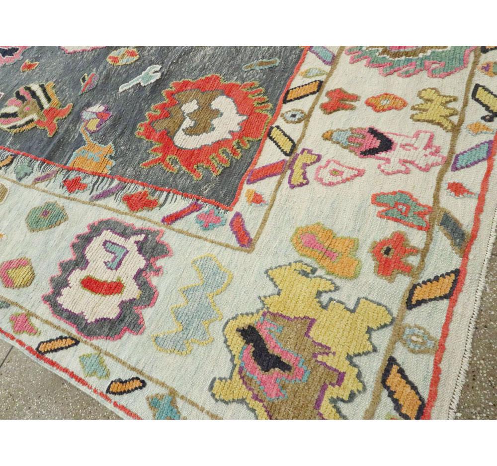 Contemporary and Colorful Handmade Turkish Souf Oushak Large Room Size Carpet For Sale 2