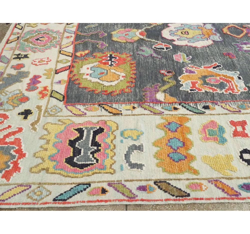 Contemporary and Colorful Handmade Turkish Souf Oushak Large Room Size Carpet For Sale 3