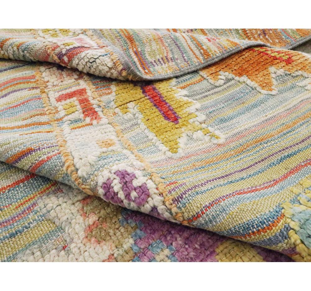 Contemporary and Colorful Handmade Turkish Souf Oushak Room Size Carpet 4