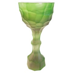 Contemporary and Green Glass Casted Stone Age Goblets by Alissa Volchkova