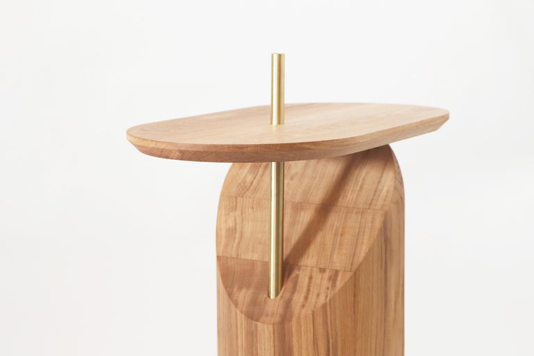 Contemporary and Handcrafted Slice Side Table Solid Oak by Artur