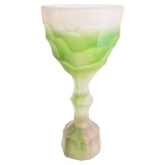 Contemporary and Light Green Glass Casted Stone Age Goblets by Alissa Volchkova