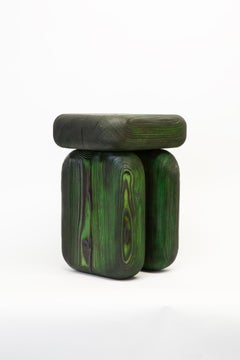 Contemporary and Tangible Burned and dyed Spruce Wooden Stool by Lisa Ertel