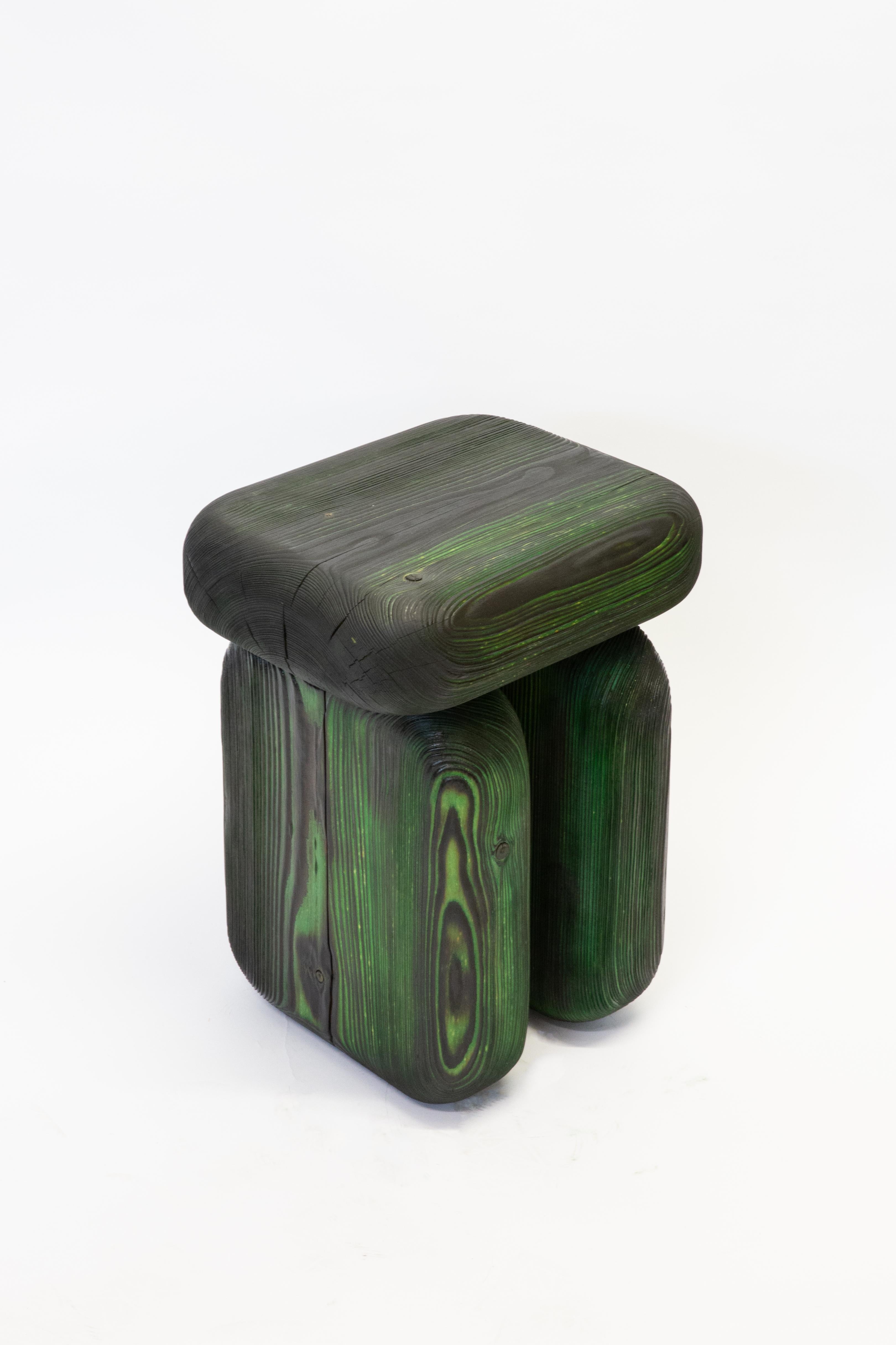 Contemporary and Tangible Burned and dyed Spruce Wooden Stool by Lisa Ertel In New Condition For Sale In 1204, CH