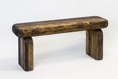 Contemporary and Tangible Burned Spruce Wooden Tiger Bench by Lisa Ertel