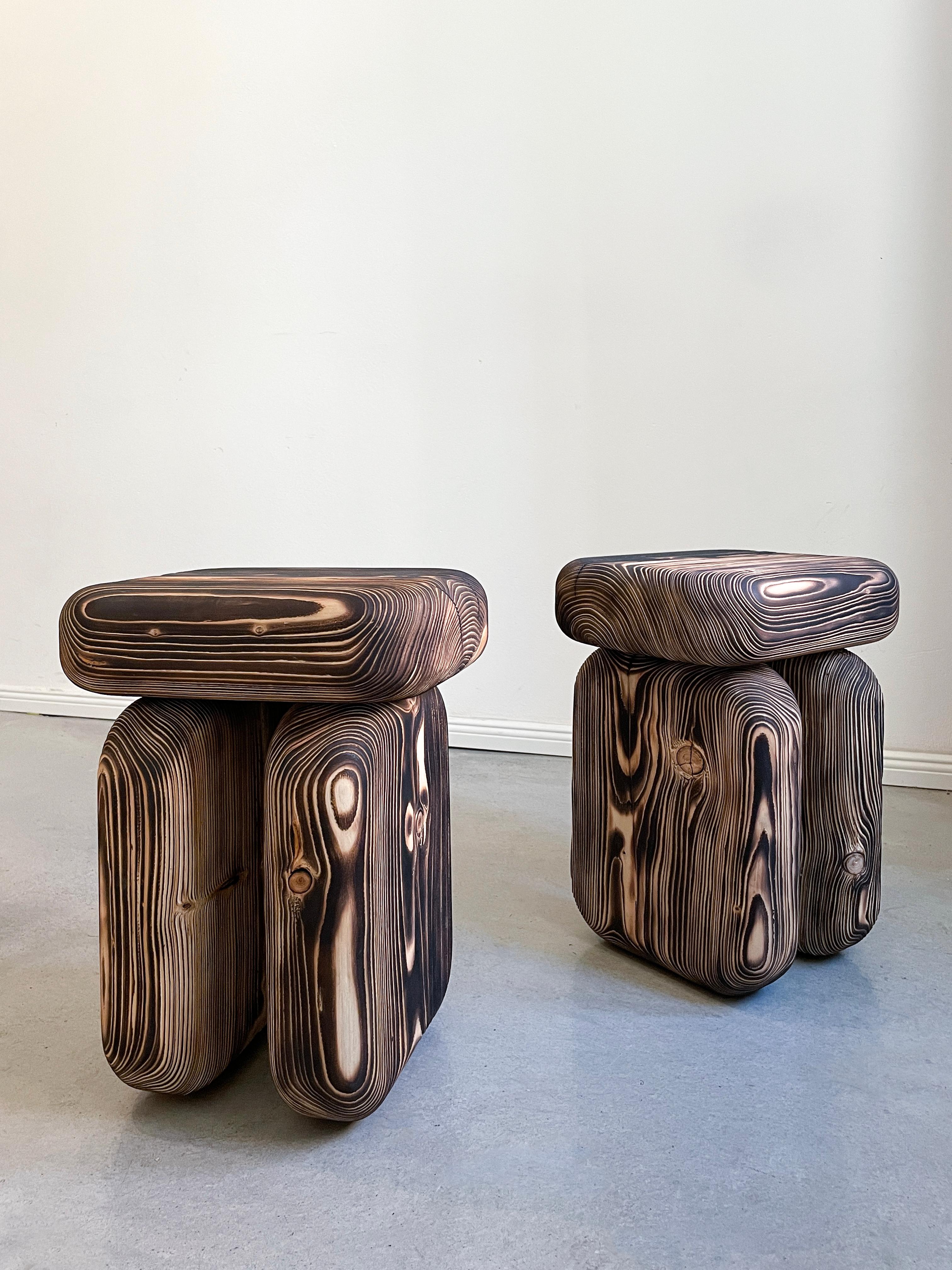 Dune is a family of seating furniture made of solid wood. The Collection is a result of observing how time forms Material. The sandblasting technique imitates the forces of nature, removing the soft early wood to reveal the annual rings of the tree.