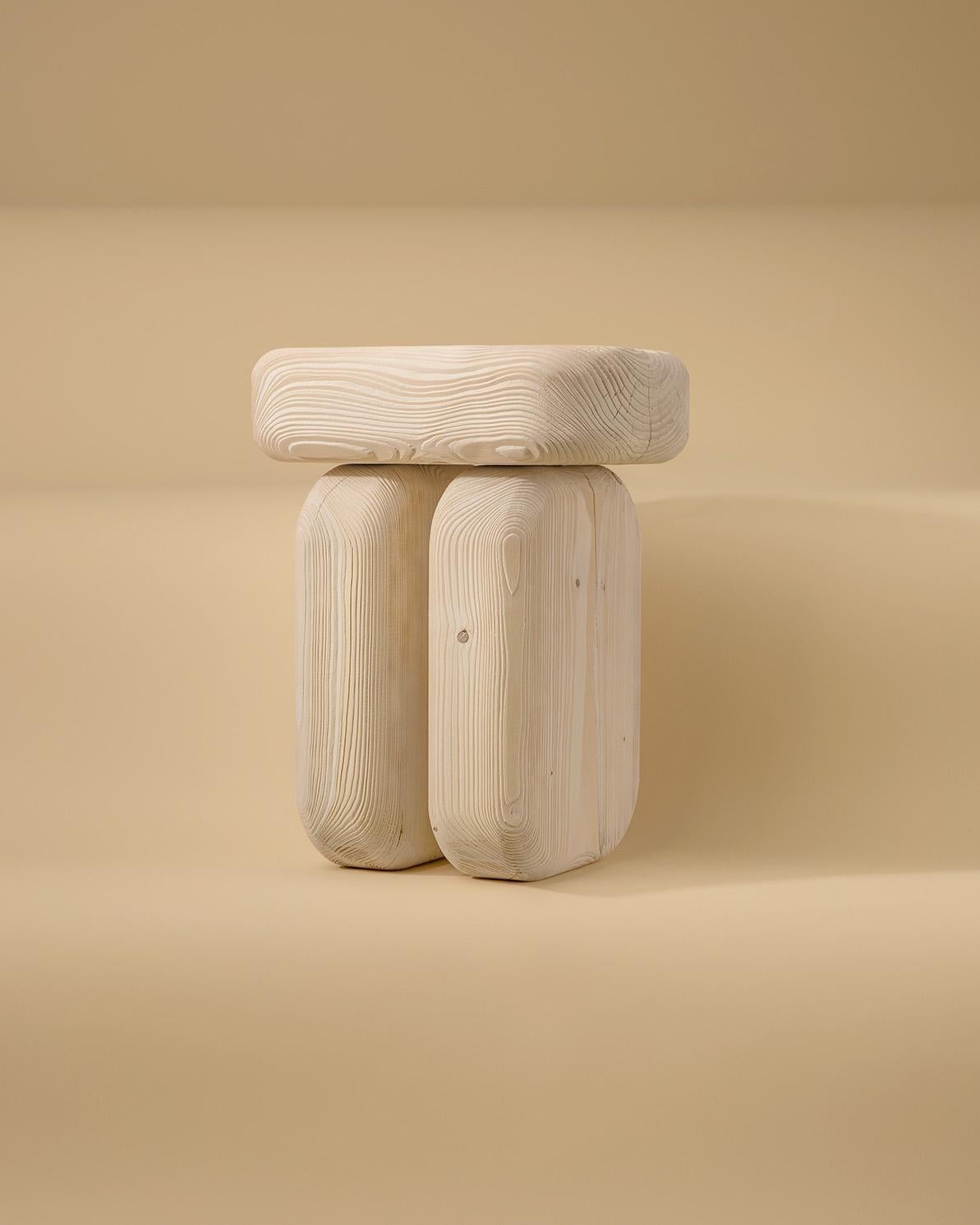 Contemporary and Tangible Spruce Wooden Stool by Lisa Ertel For Sale 1