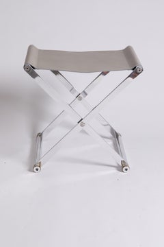 Contemporary Andrea Stool in Cemento Leather and Metal by Manifesto