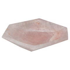 Contemporary Angular Pink Rose Quartz Bowl