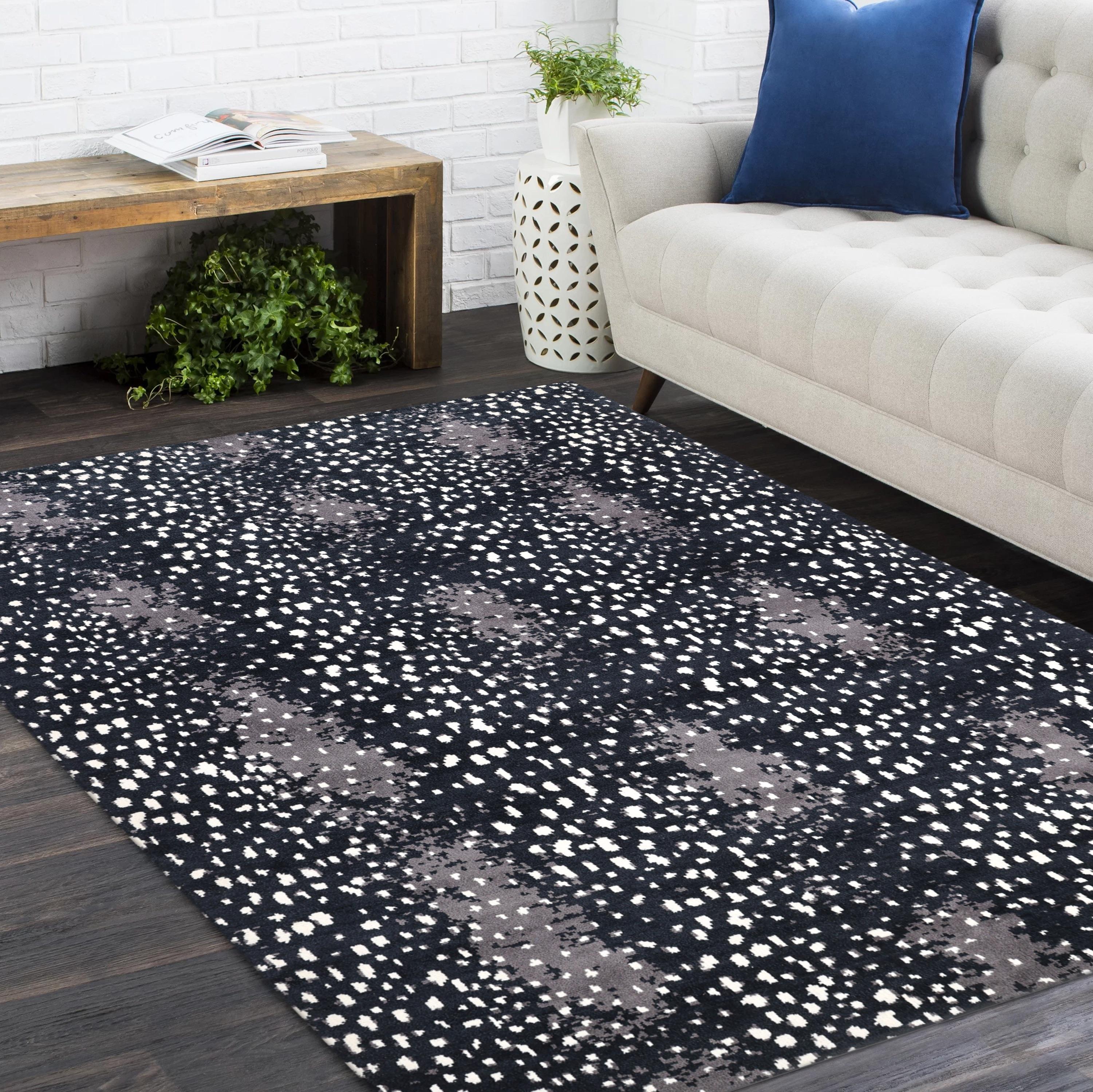Tappeto d'area nero Animal Contemporary Hand Made 3' 0