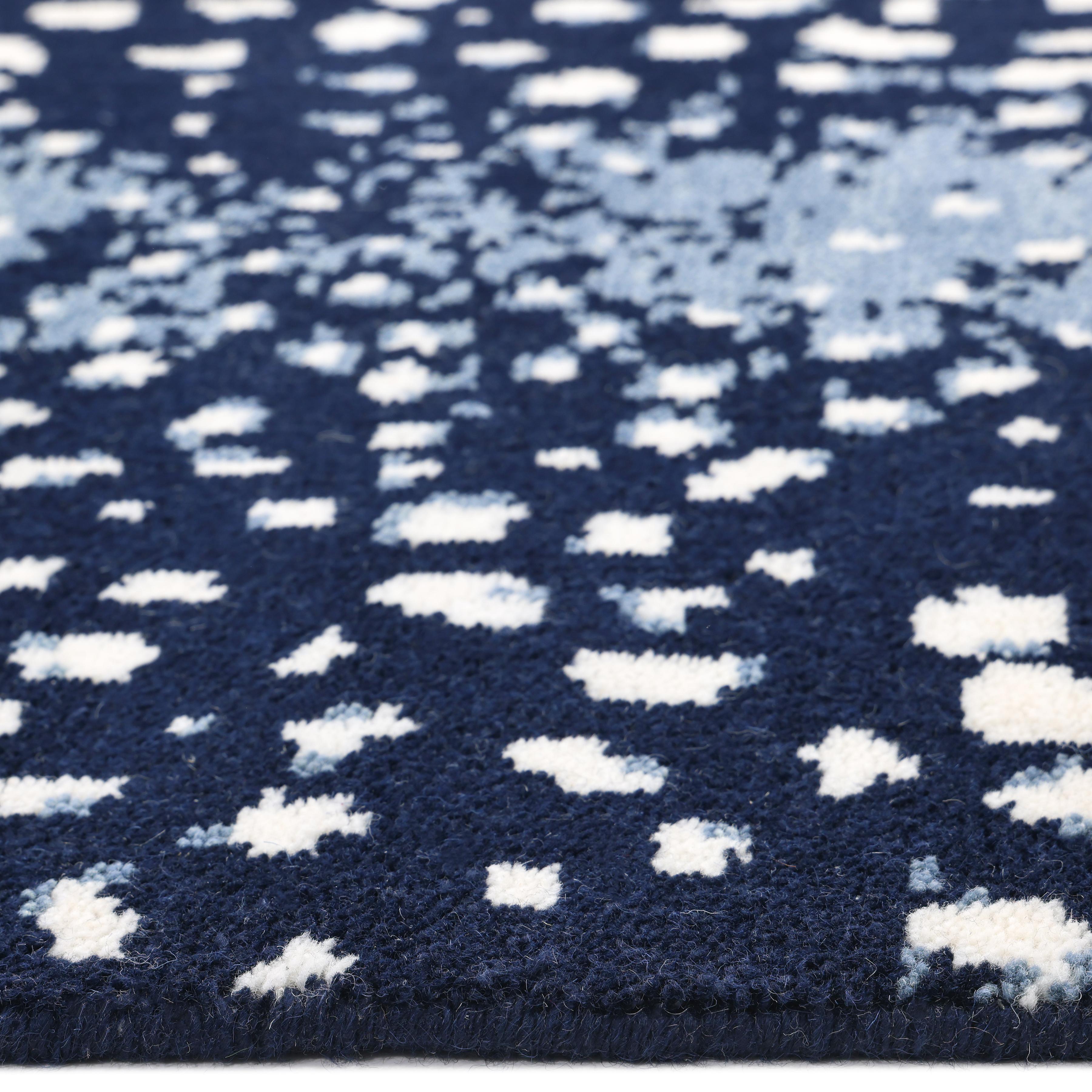 Alfombra azul de animales contemporáneos Hand Made 3' 0
