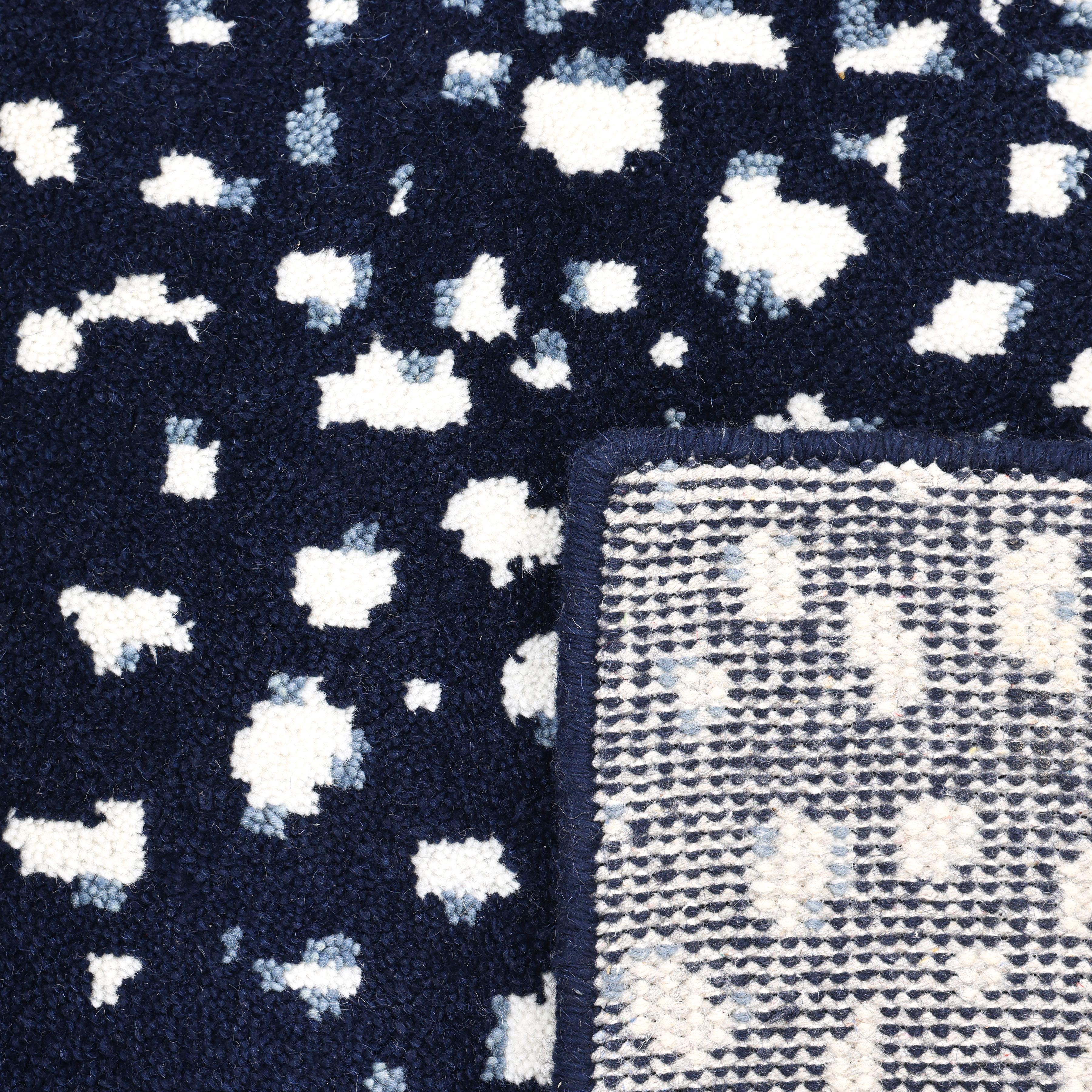 Alfombra azul de animales contemporáneos Hand Made 3' 0