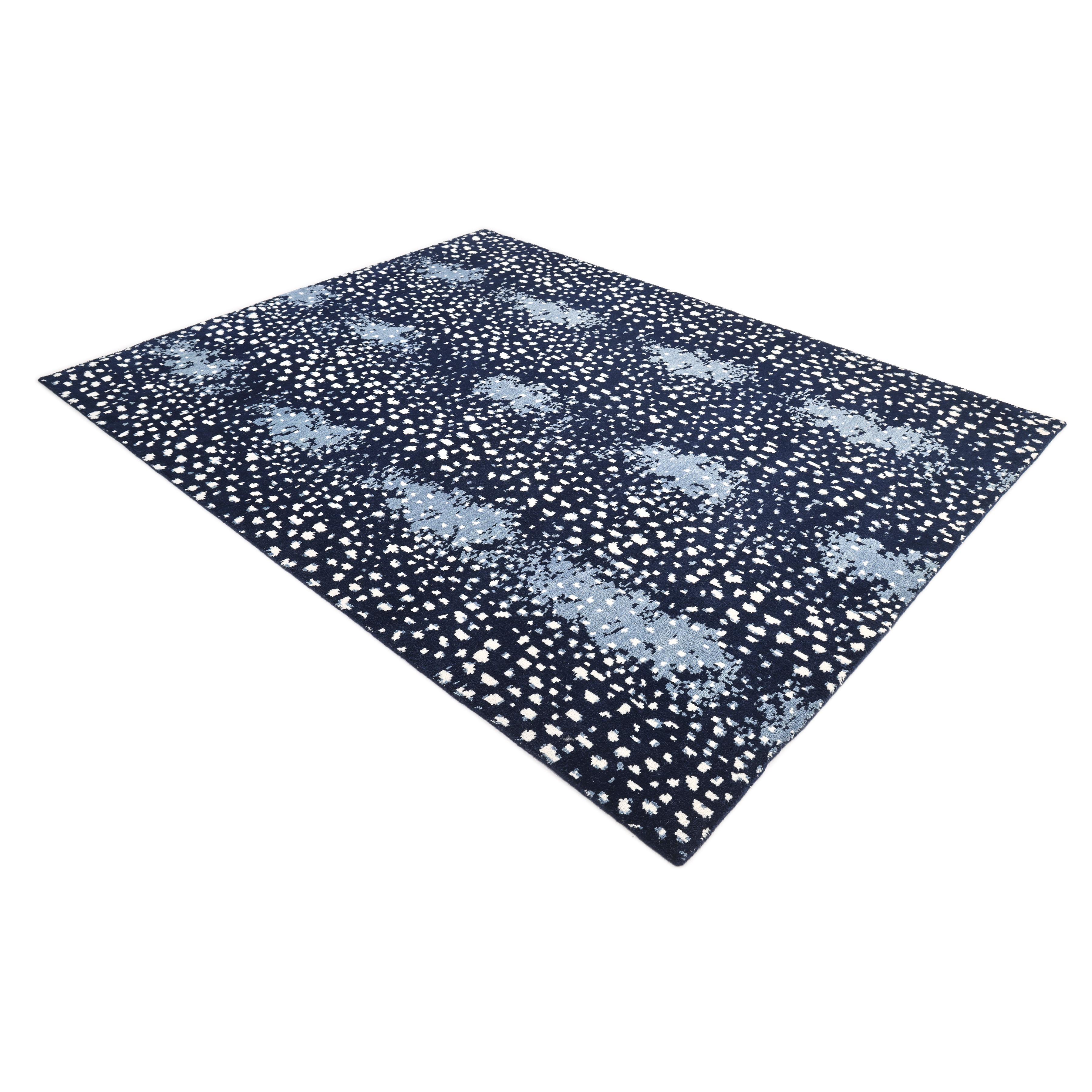 Alfombra azul de animales contemporáneos Hand Made 3' 0