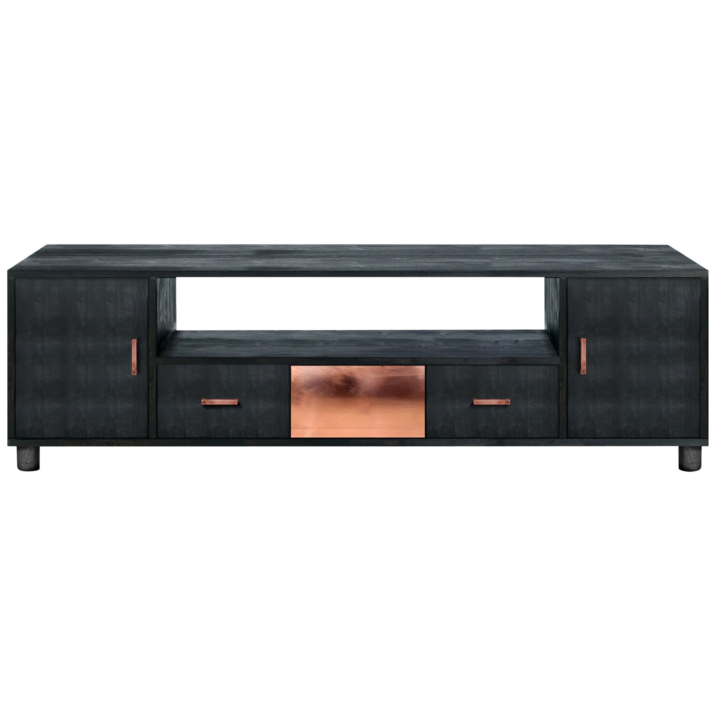 Contemporary Annette Console Table or Sideboard in Black, Copper and Brass
