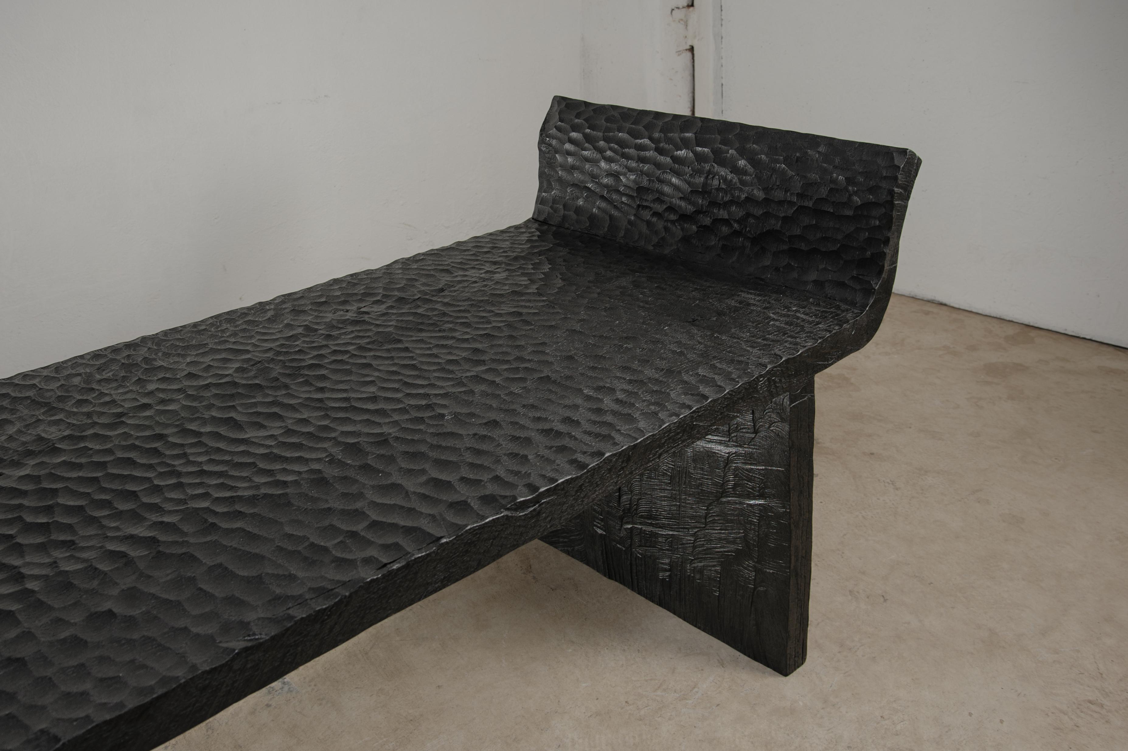 Contemporary Antic Bench by Soha Concept, Solid Oak, Dark In New Condition For Sale In Paris, FR