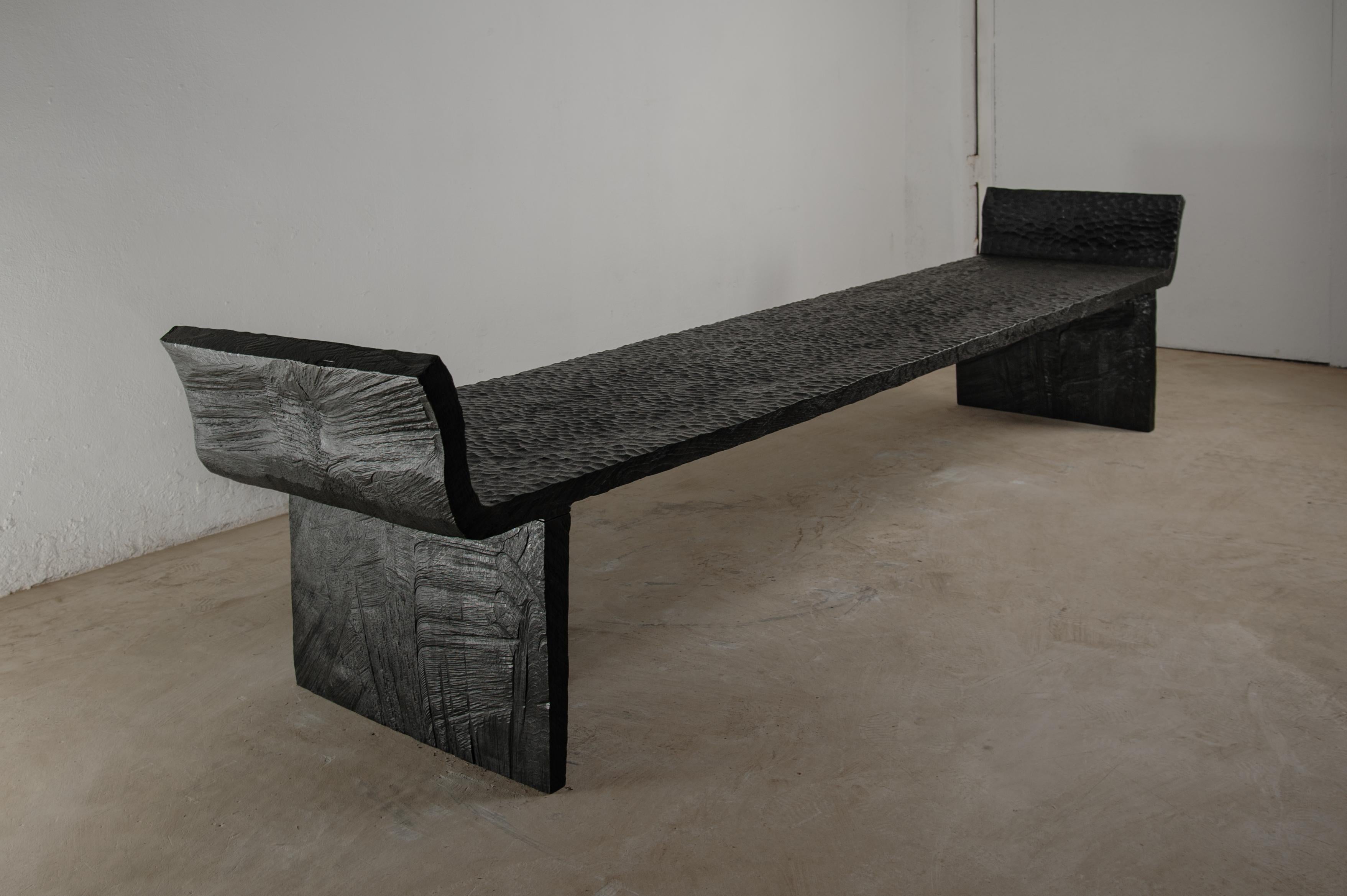 Contemporary Antic Bench by Soha Concept, Solid Oak, Dark For Sale 3