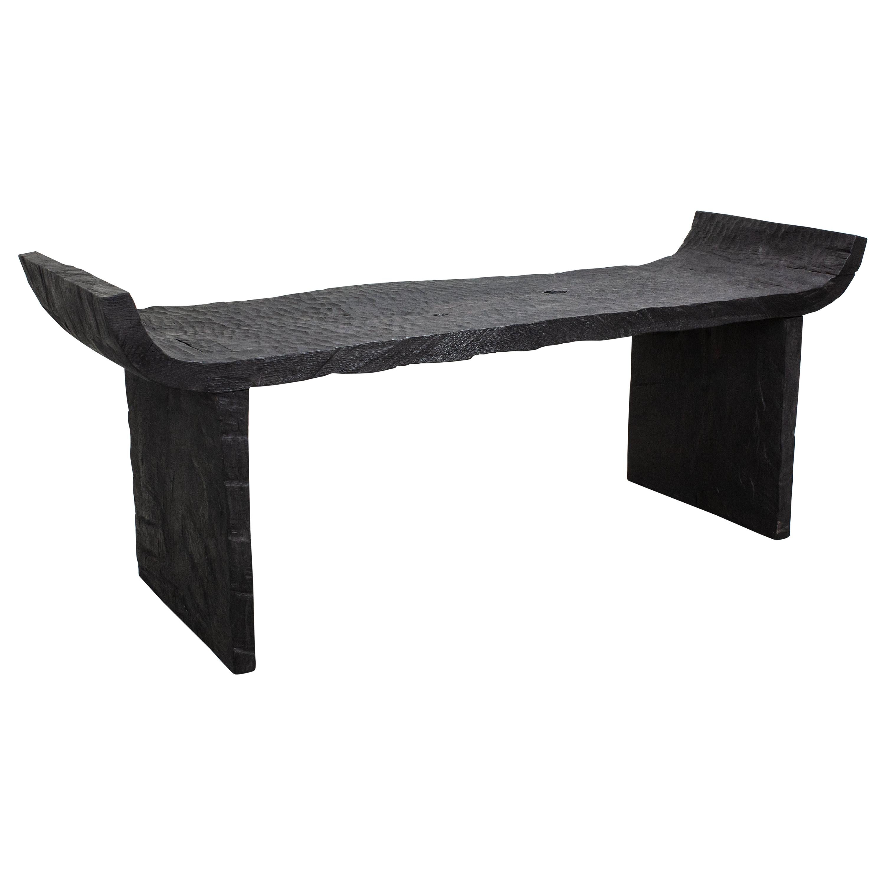 Contemporary Antic Style Bench in Solid Oak, Dark, 'Custom Size' For Sale