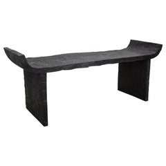 Contemporary Antic Style Bench in Solid Oak, Dark, 'Custom Size'