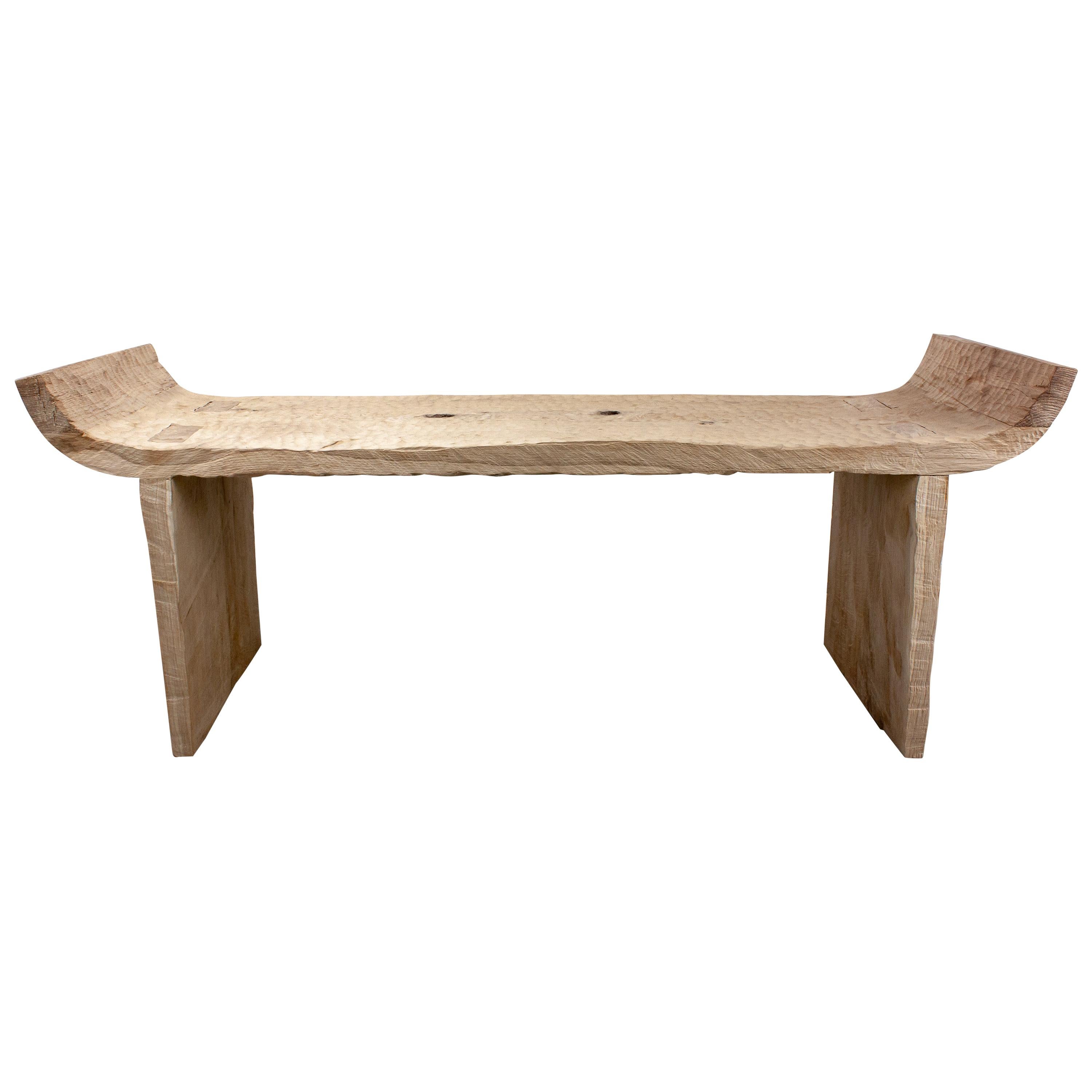 Contemporary Antic Style Bench in Solid Oak, Light, 'Custom Size'
