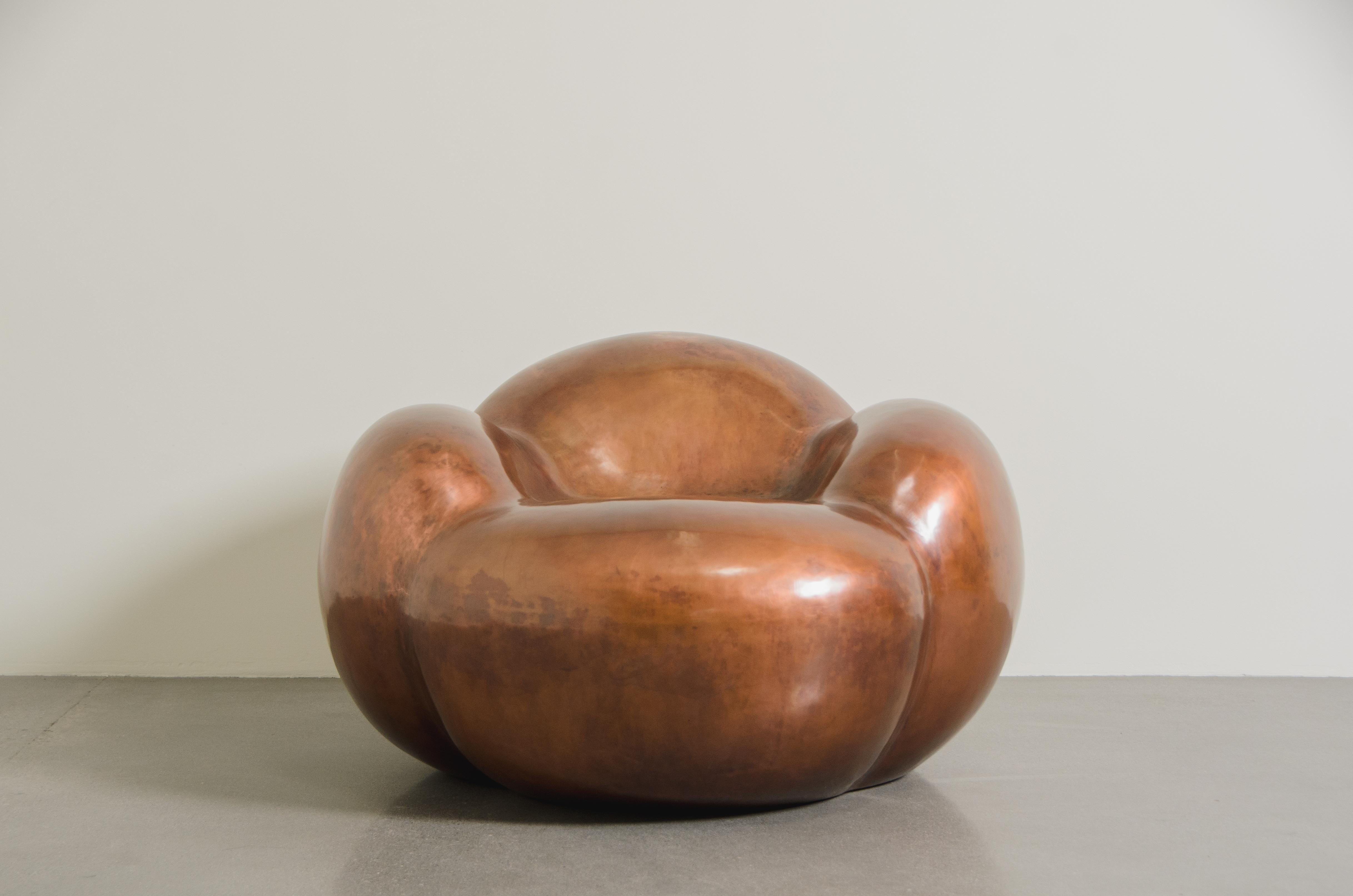 Contemporary Antique Copper Cloud Chair by Robert Kuo, Limited Edition  For Sale 3