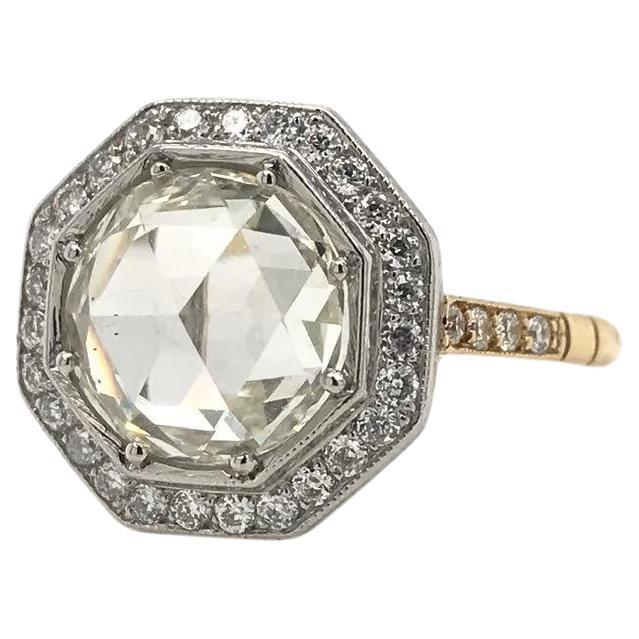 Contemporary Antique Inspired 2.63 Carat Rose Cut Diamond Ring For Sale