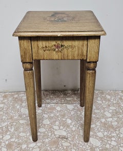 Contemporary Antiqued Painted and Decorated Single Drawer Side Table