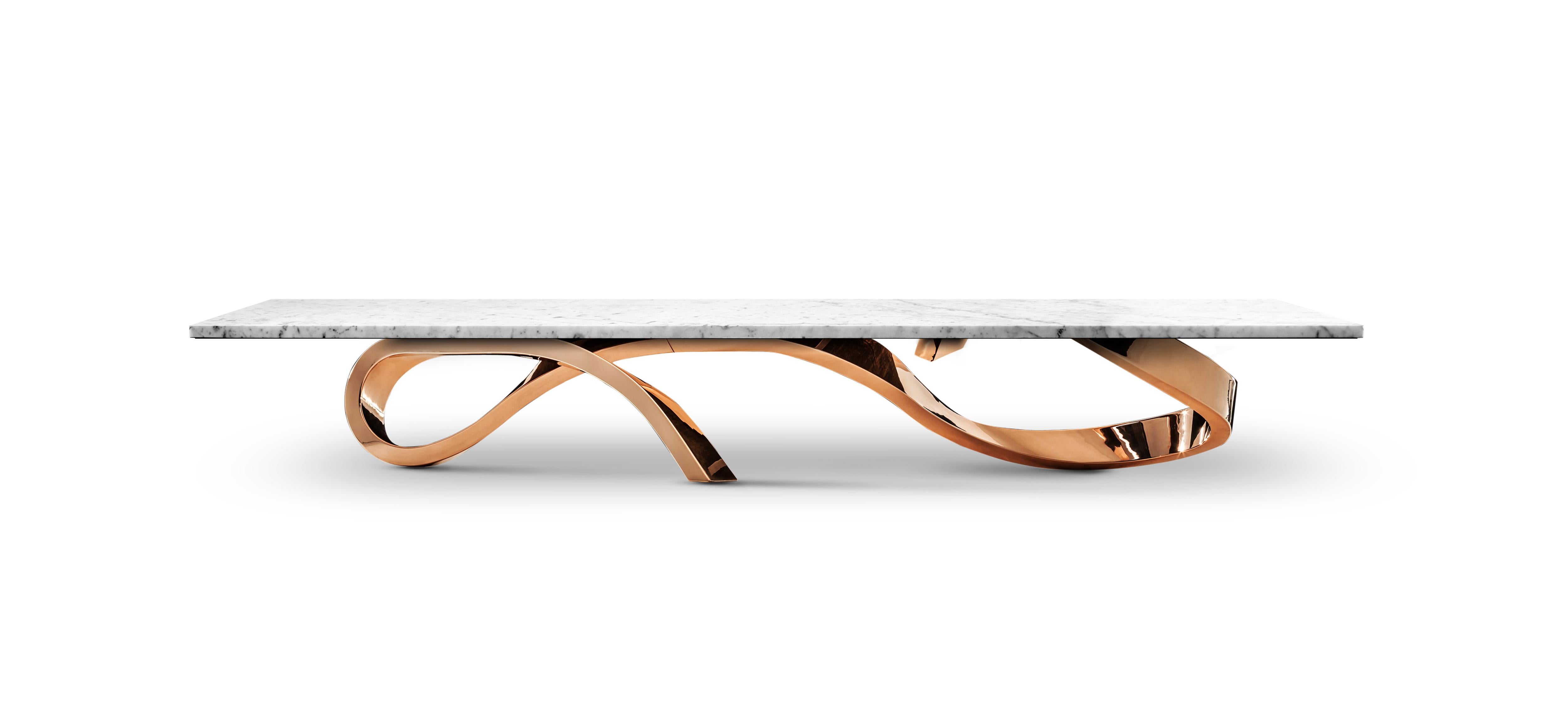 Modern Contemporary Apate Coffee Table in Marble, Brass, Copper For Sale