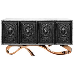 Contemporary Apate Sideboard in Marble, Oak, Copper
