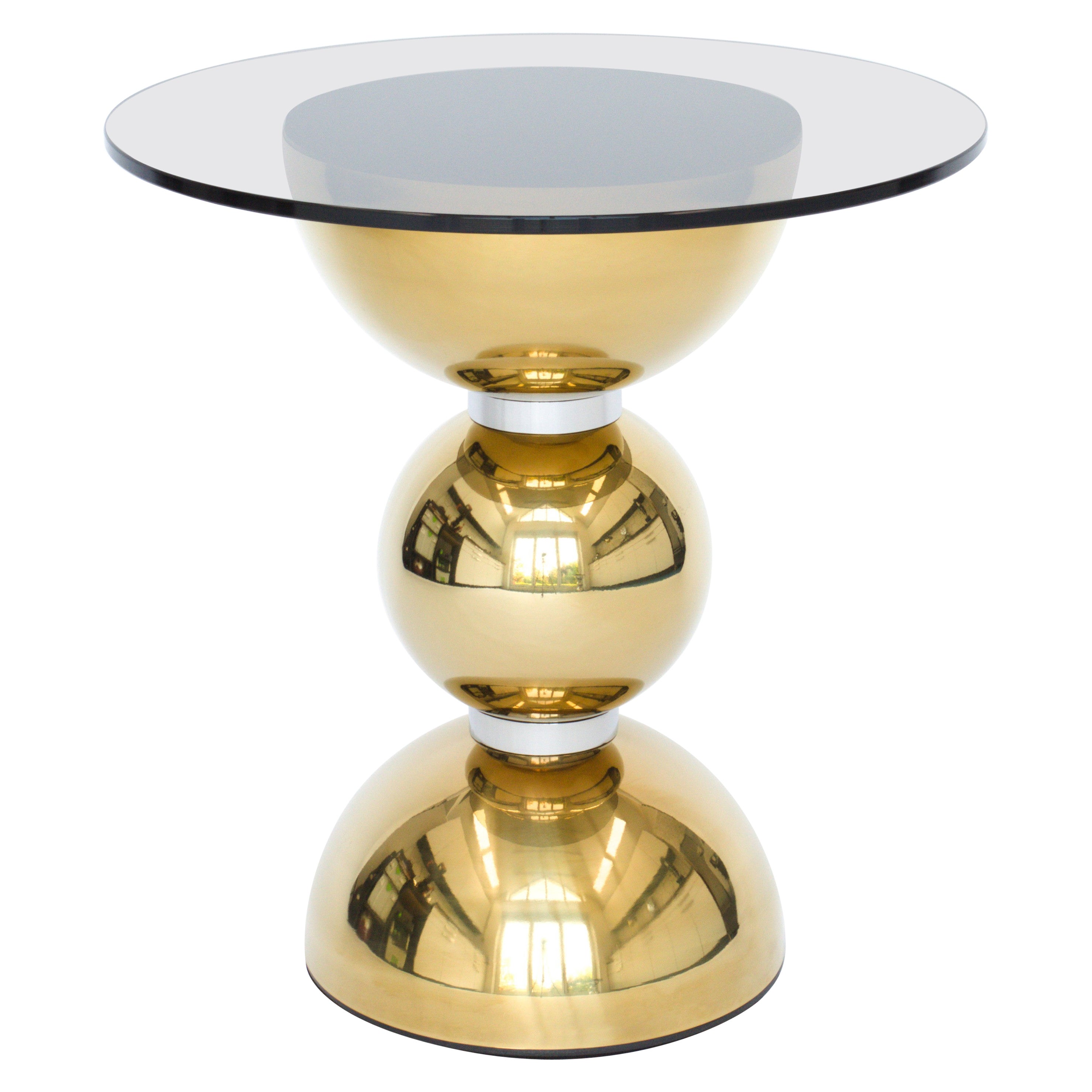 Contemporary Apollo Table in Polished Stainless Steel For Sale