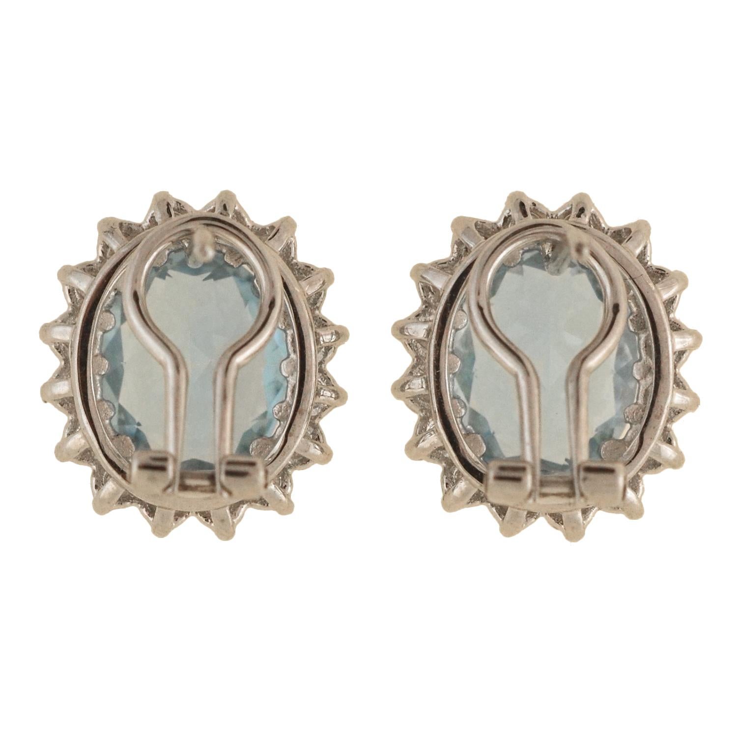 Contemporary Aquamarine and Diamond Cluster Earrings 2